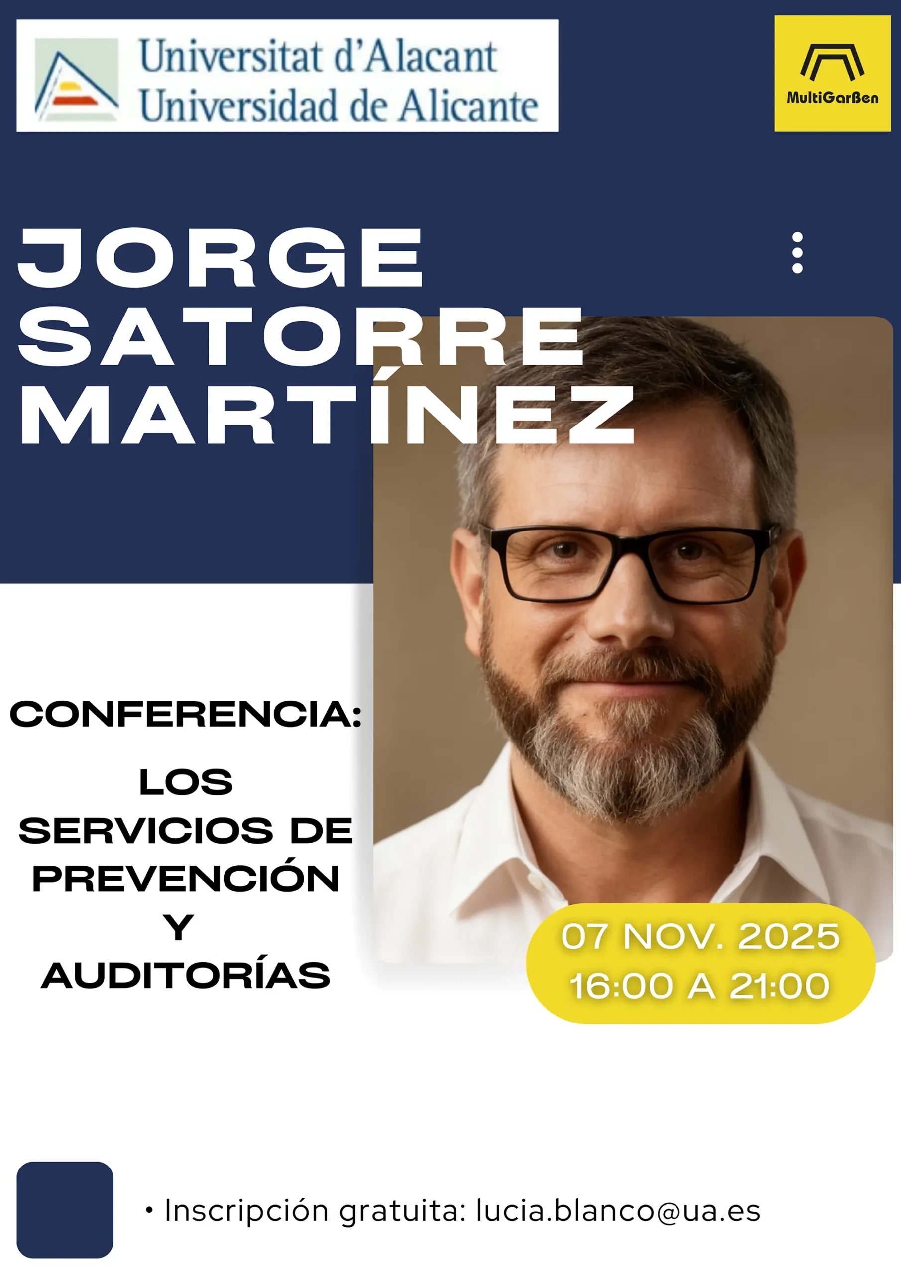 Conferencia en la universidad de alicante: los servicios de prevención y auditorías